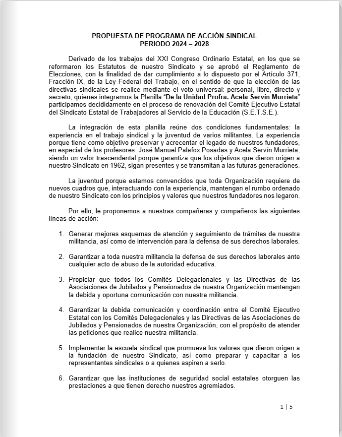Propuesta de Programa de Acción Sindical